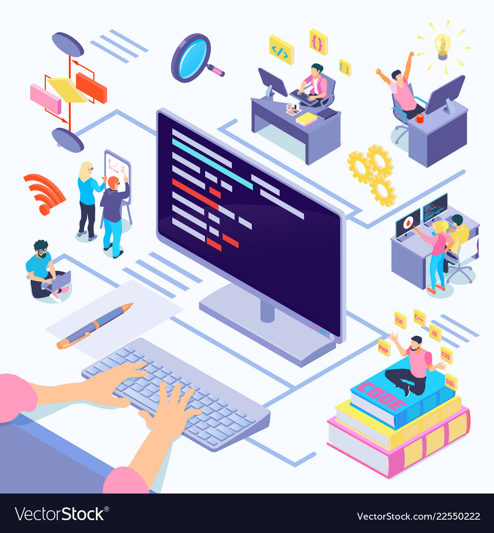 Download Software developers isometric Royalty Free Vector Image