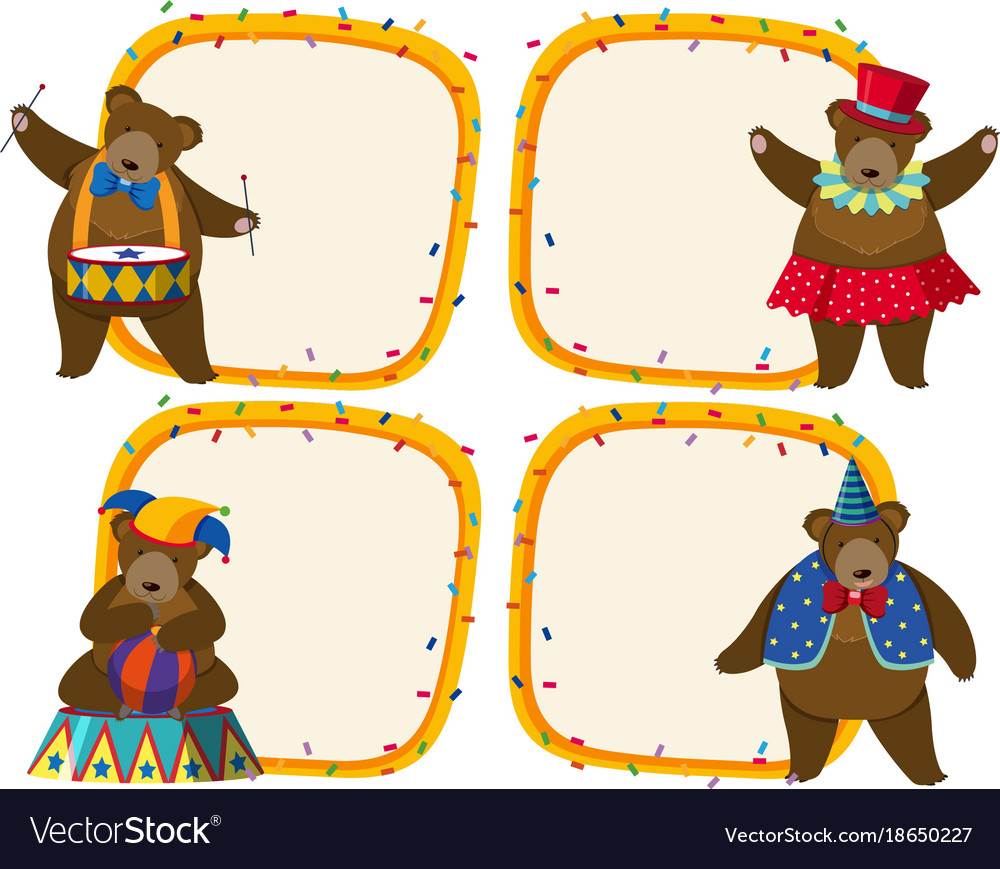 border template with brown bear in circus template of a bear