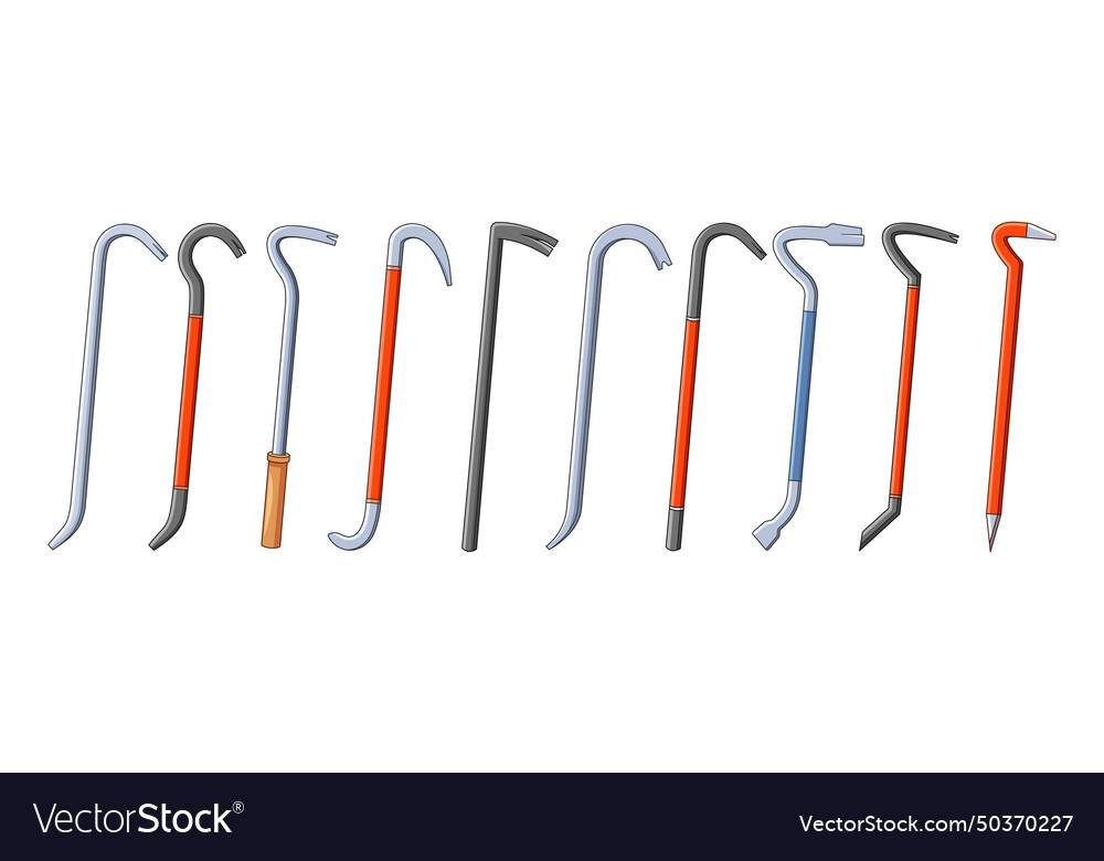 Crowbars isolated hand tools made of steel Vector Image