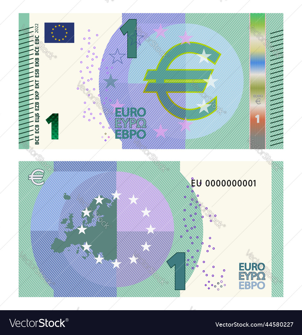 Vetor de Vector fictional gaming banknote of 2 euro. Obverse and