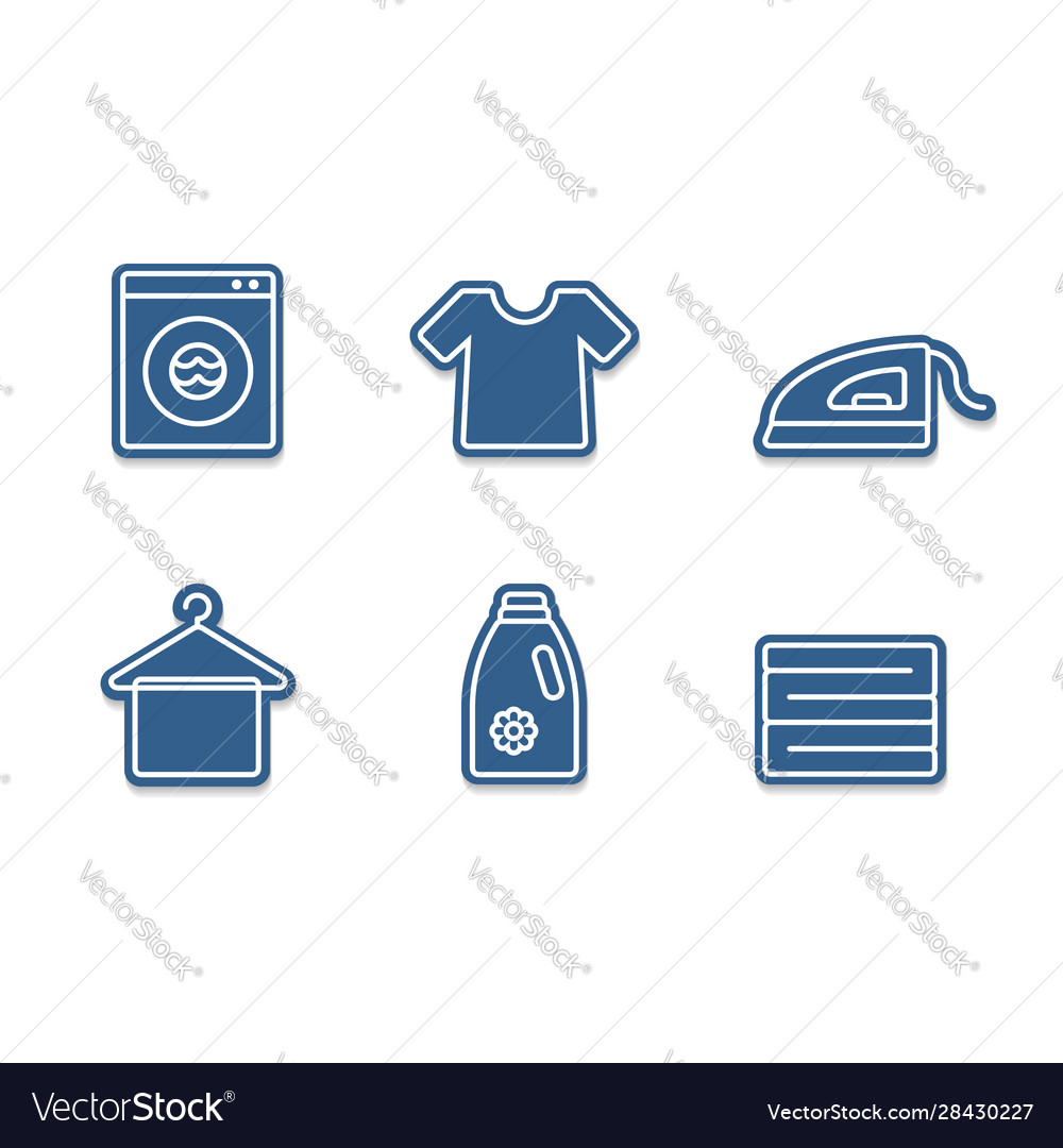 Laundry Icon Set With Iron Tshirt Detergent Vector Image Laundry Icon Set With Iron Tshirt Detergent Vector Image