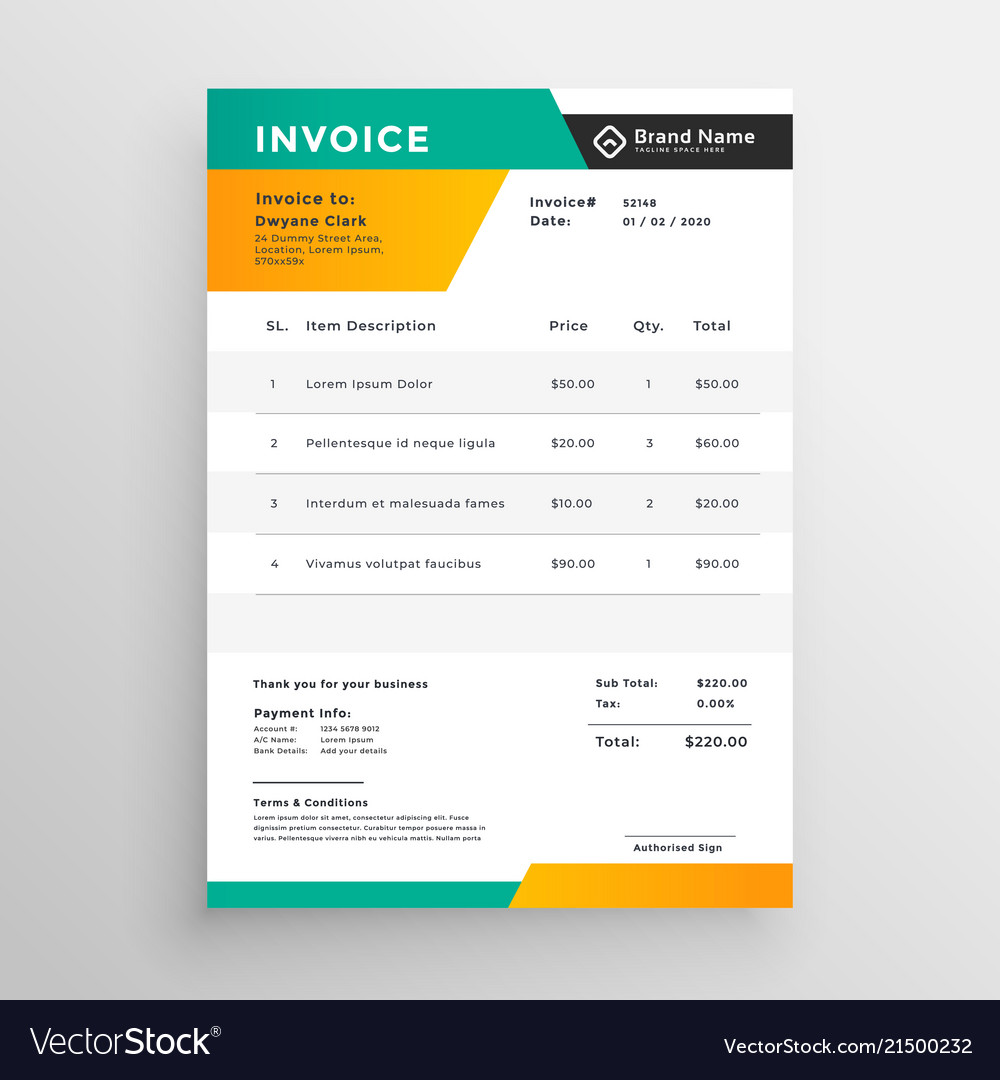 Abstract invoice quotation template design Vector Image