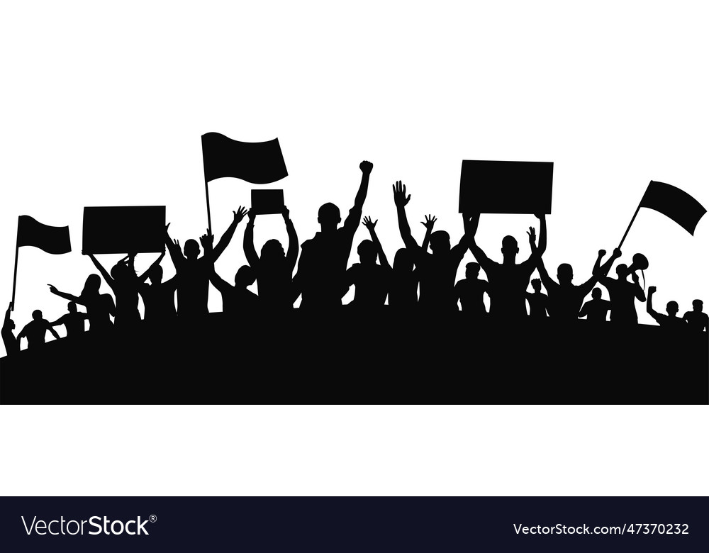 Protesters enraged crowd of people silhouette Vector Image