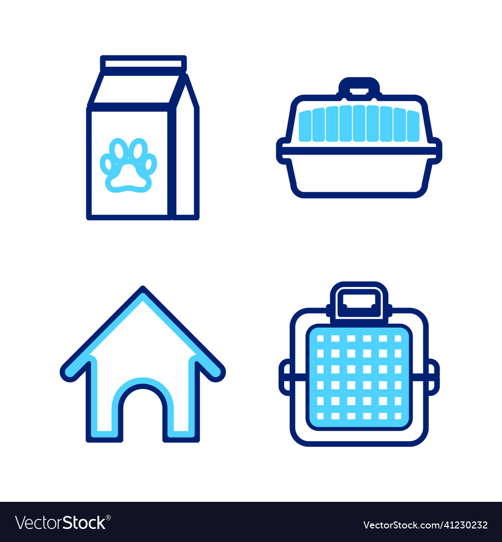 Set line pet carry case dog house and bag Vector Image