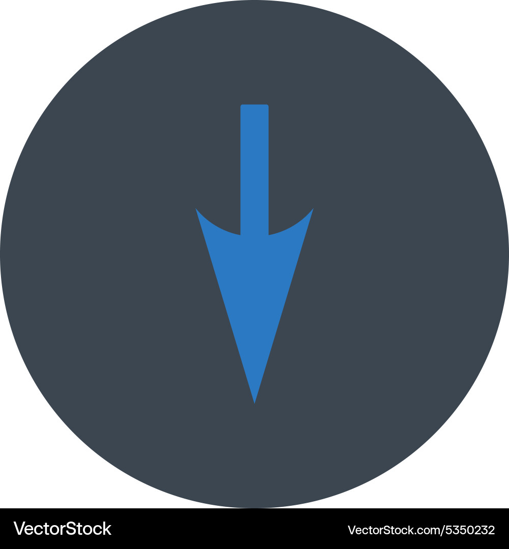 Sharp down arrow flat smooth blue colors round Vector Image