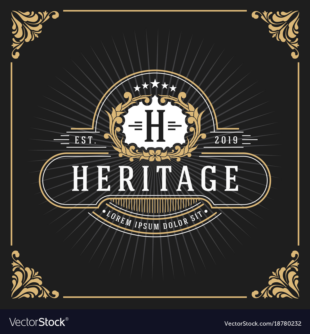 Vintage Luxury Monogram Banner Template Design Vector Image