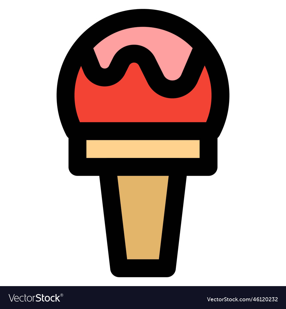 Waffle cone decorated with chocolate sauce Vector Image