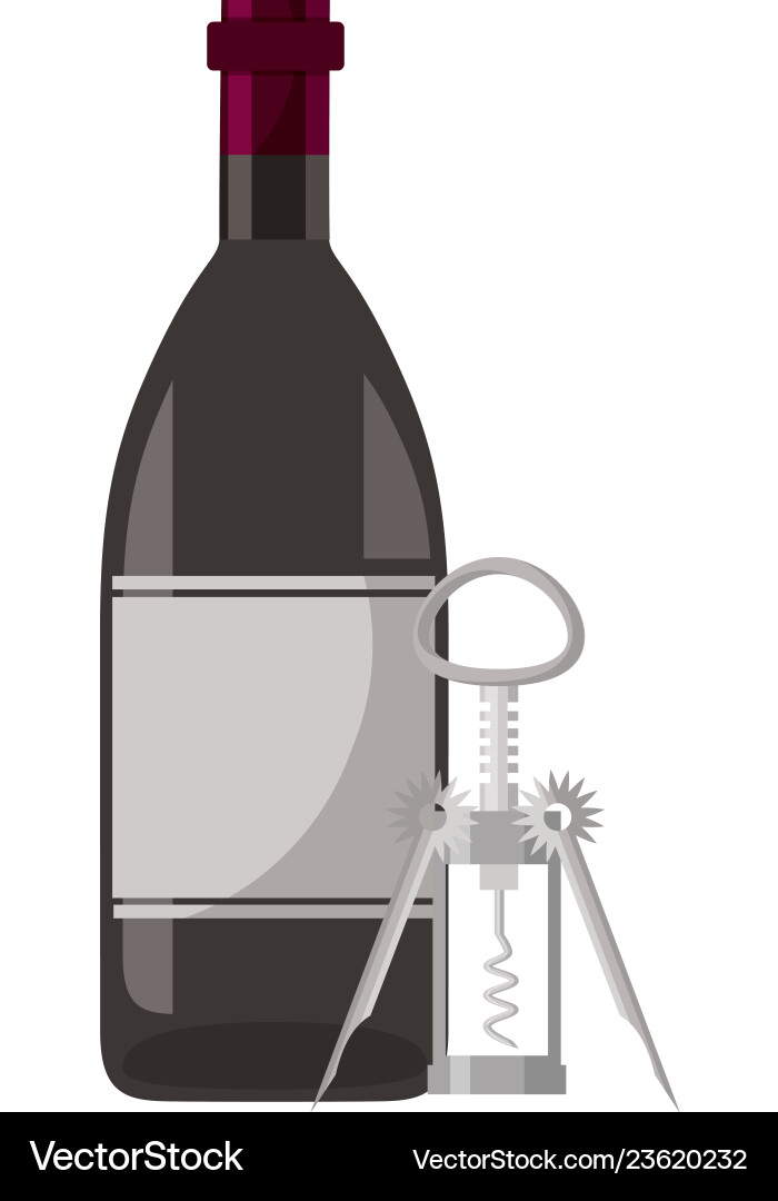 Wine bottle with corkscrew Royalty Free Vector Image