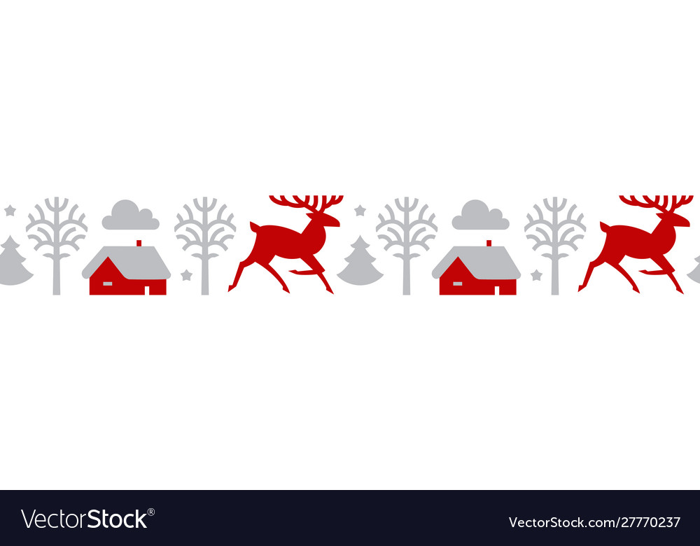 Christmas seamless patterin with reindeer fir vector image Christmas seamless patterin with reindeer fir
