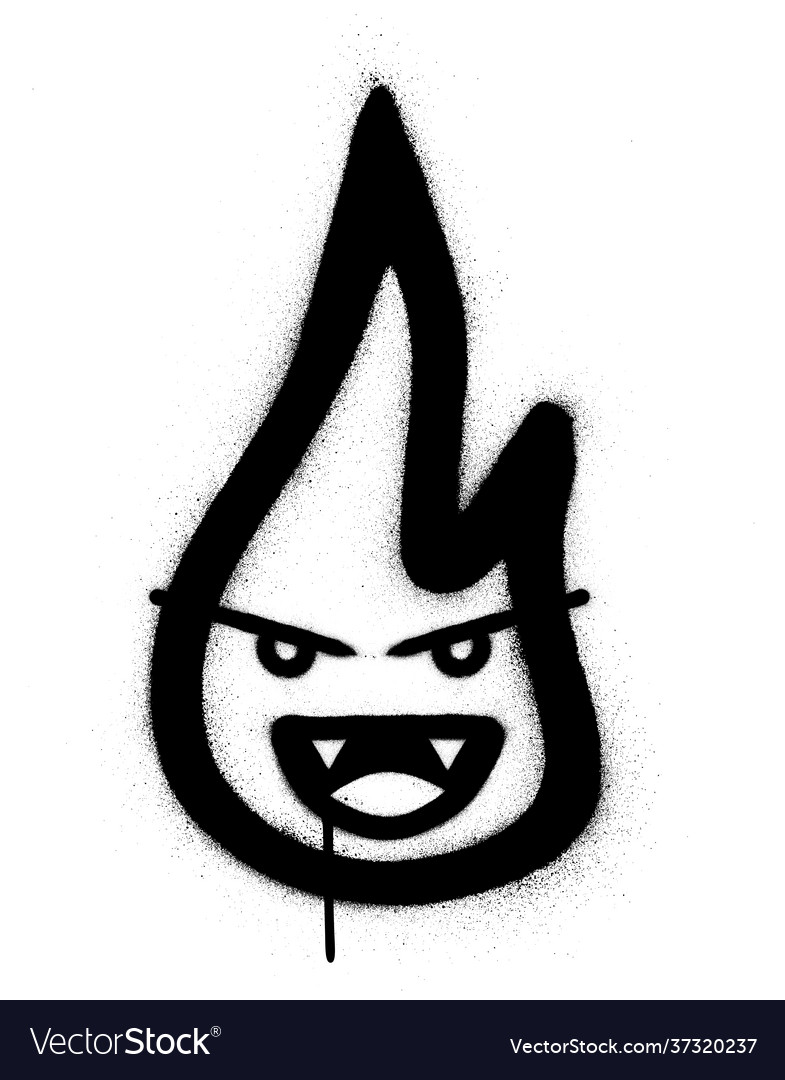 Graffiti evil flame character sprayed in black Vector Image