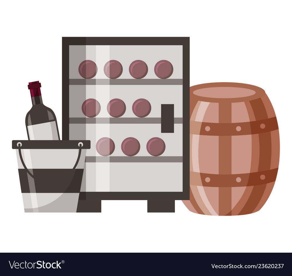 Refrigerator wine bottles ice bucket Royalty Free Vector