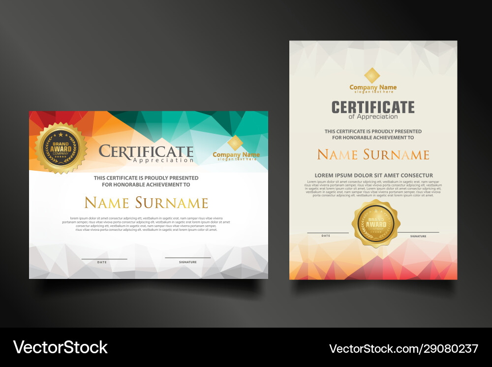 Set modern certificate template Royalty Free Vector Image