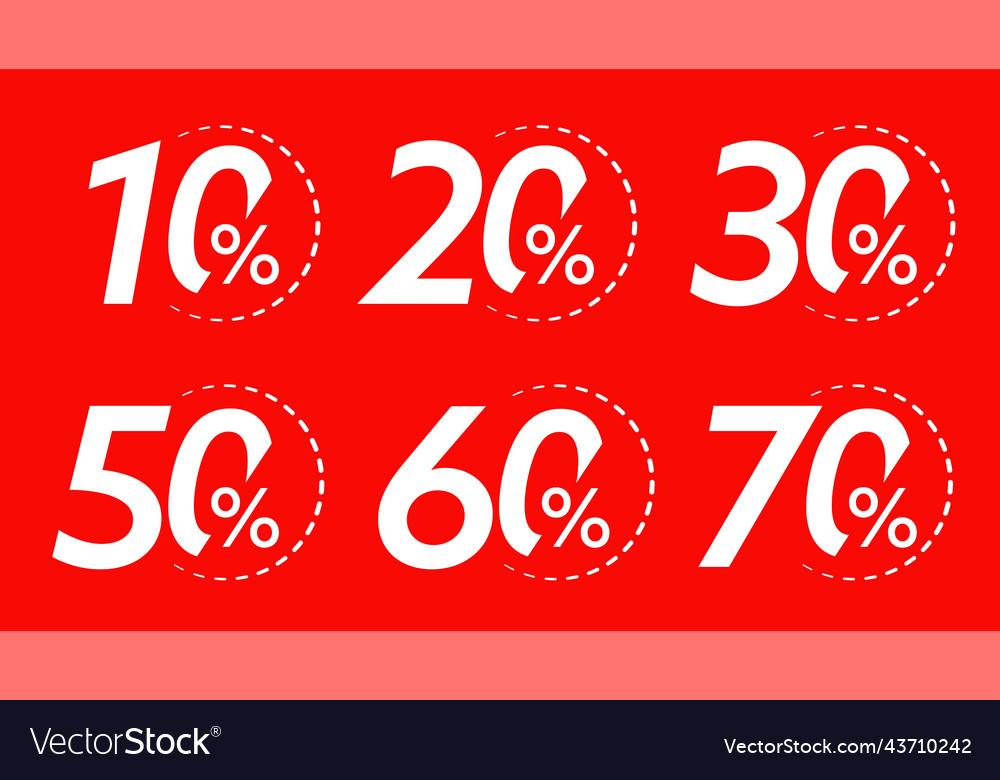 10 20 30 50 70 80 percent loading circle Vector Image