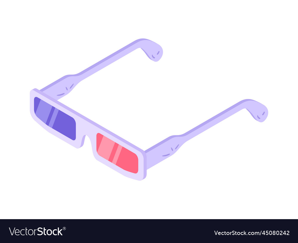 Cinema eyeglasses isometric composition Royalty Free Vector