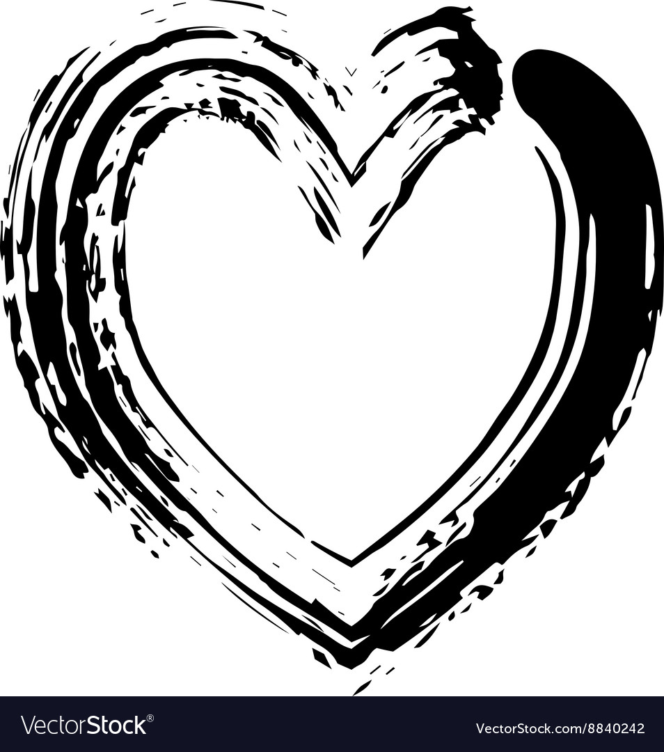 Heart shape symbol love black Royalty Free Vector Image