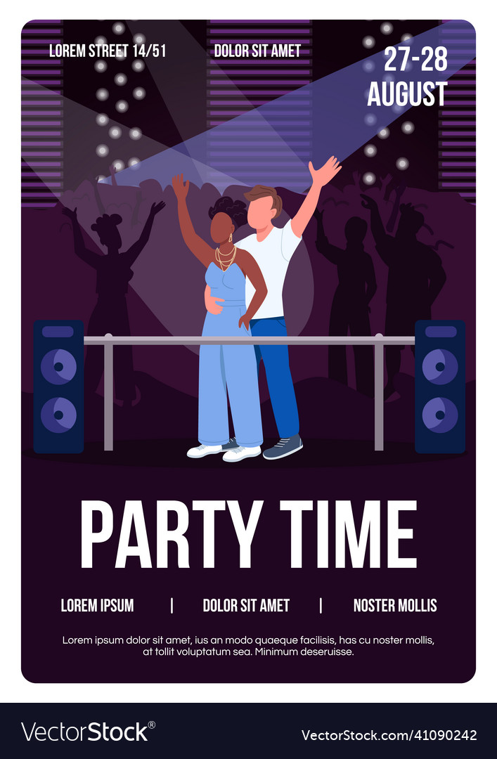 Party time poster flat template Royalty Free Vector Image