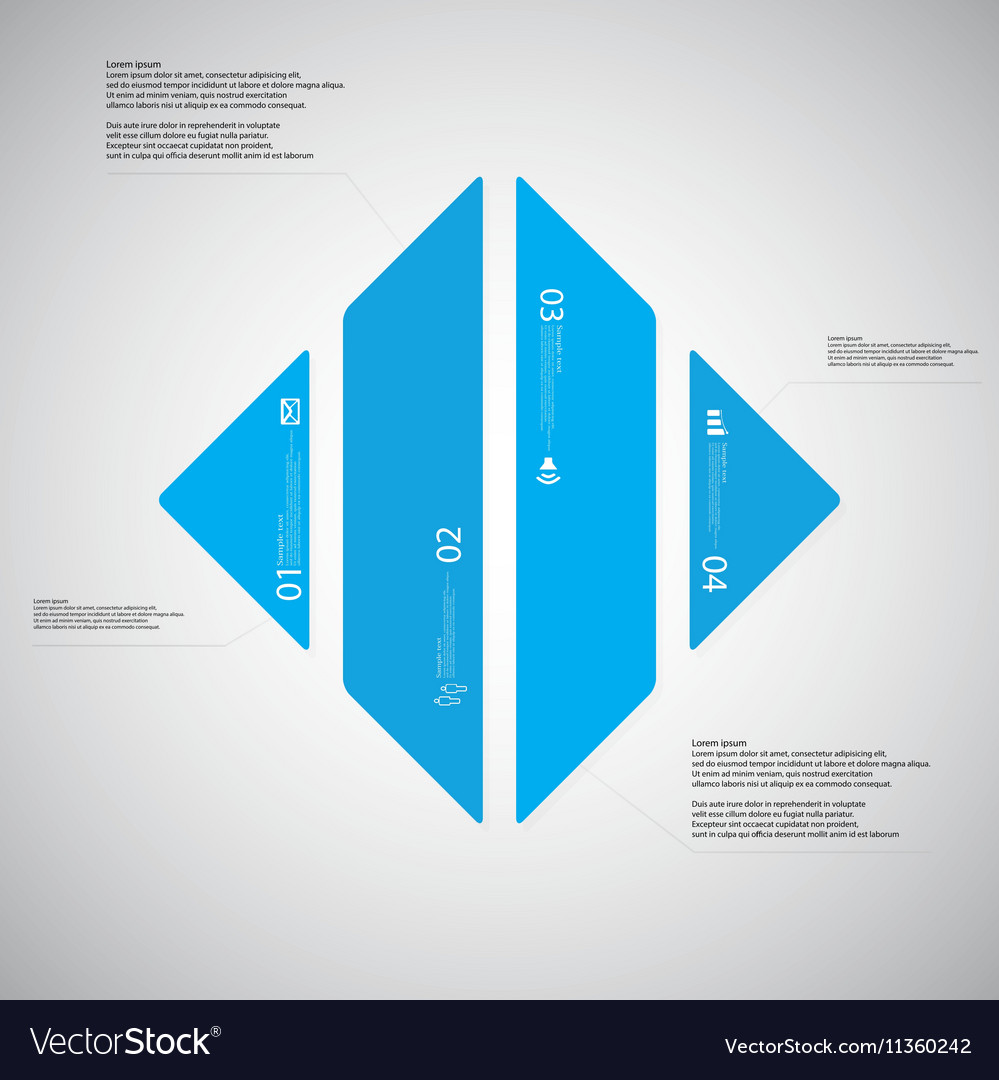 Rhombus template consists of four blue parts Vector Image