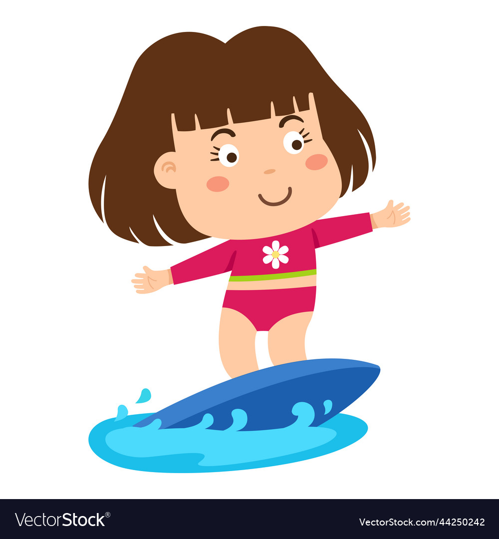 Surfer girl riding a surfboard Royalty Free Vector Image