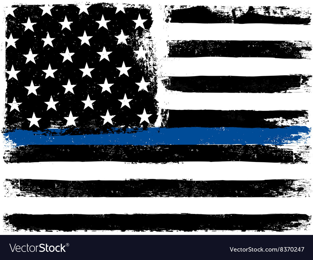 Download American flag with thin blue line grunge aged Vector Image