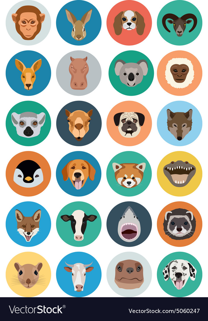 Animals flat colored icons 2