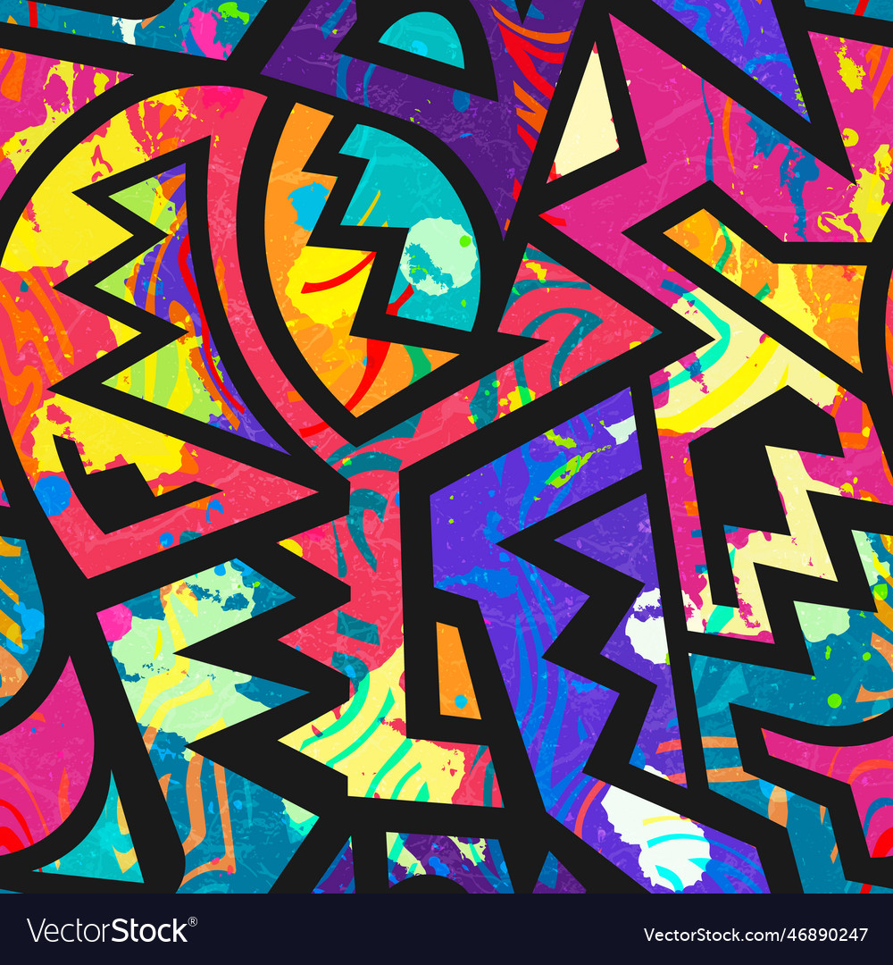 Colorful graffiti seamless pattern with dot Vector Image