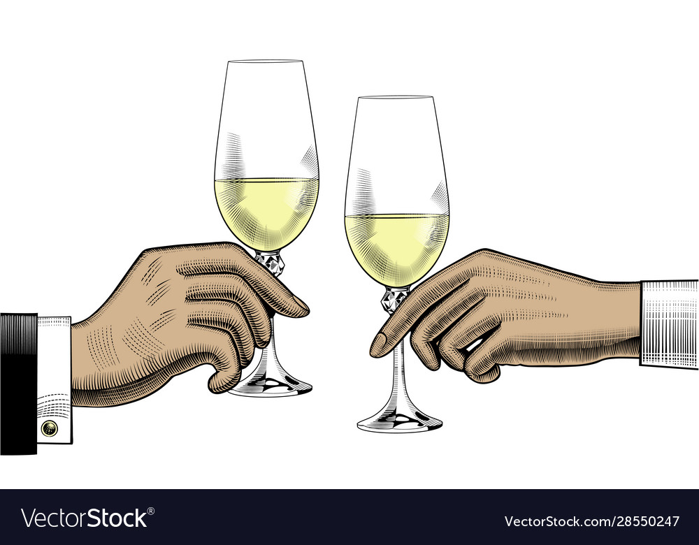 Hands Holding Glasses Champagne Royalty Free Vector Image