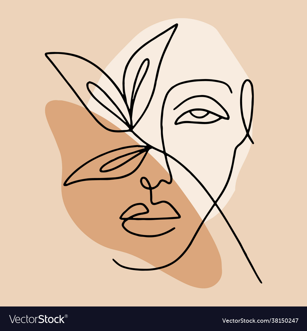 Abstact line art face. Line drawing woman face. Single Line Face Art, Minimalist Woman Line Drawing, Simple Art Female Face, Woman Drawing