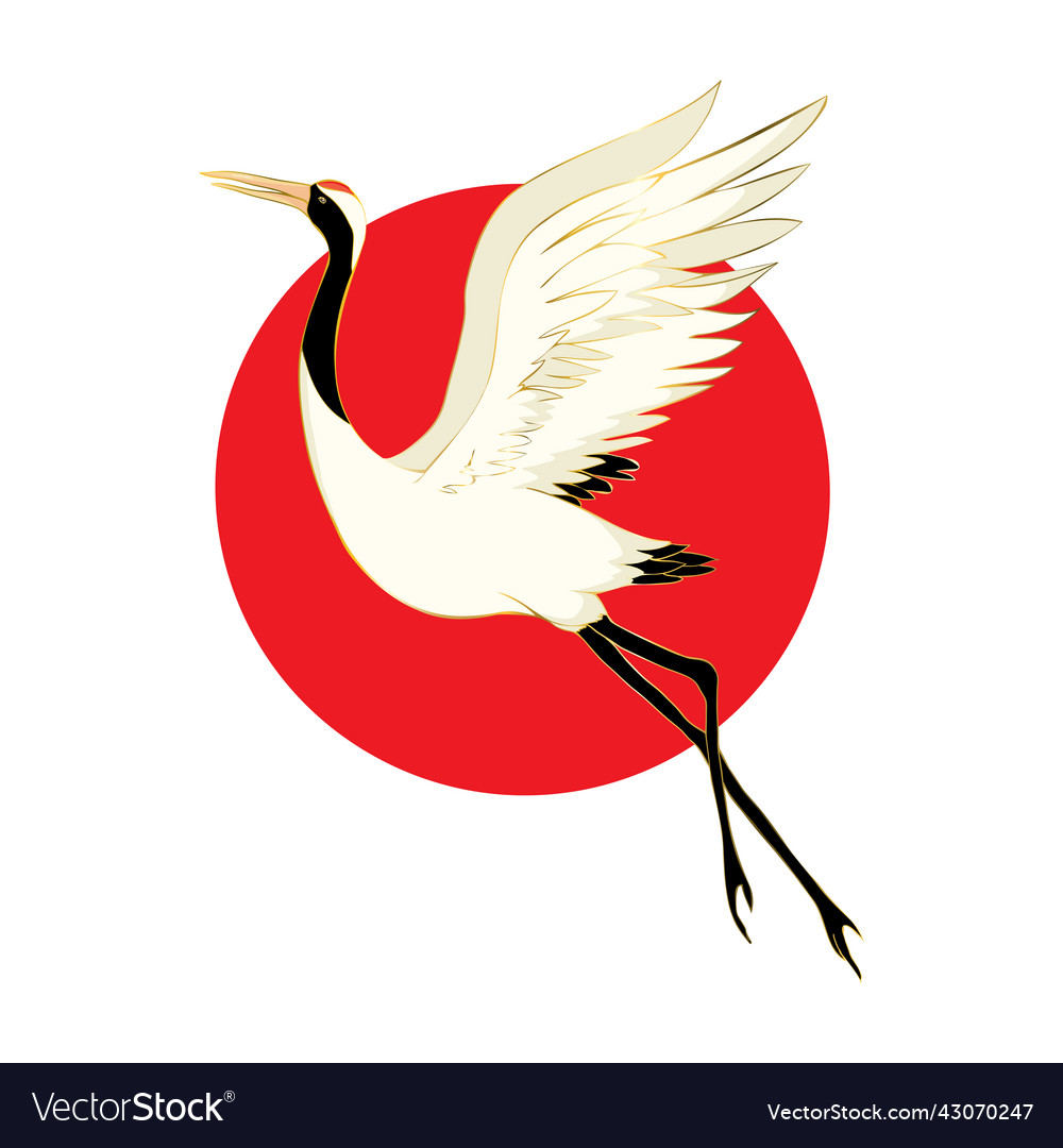 Red Crowned Crane Flaps Wings Cartoon Mating Vector Image