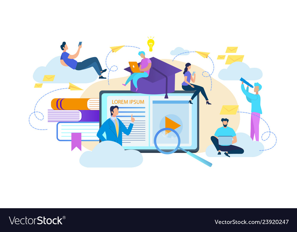 Students learn distance using internet technology Vector Image
