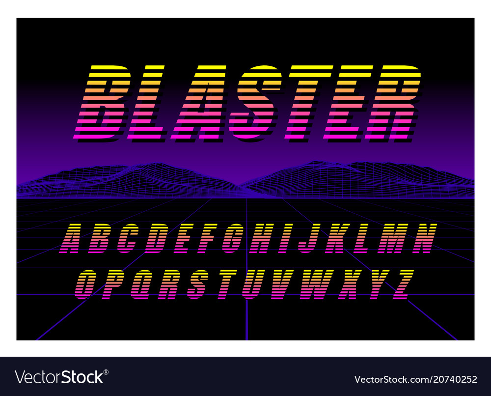 80s retro futurism style font brush stroke Vector Image