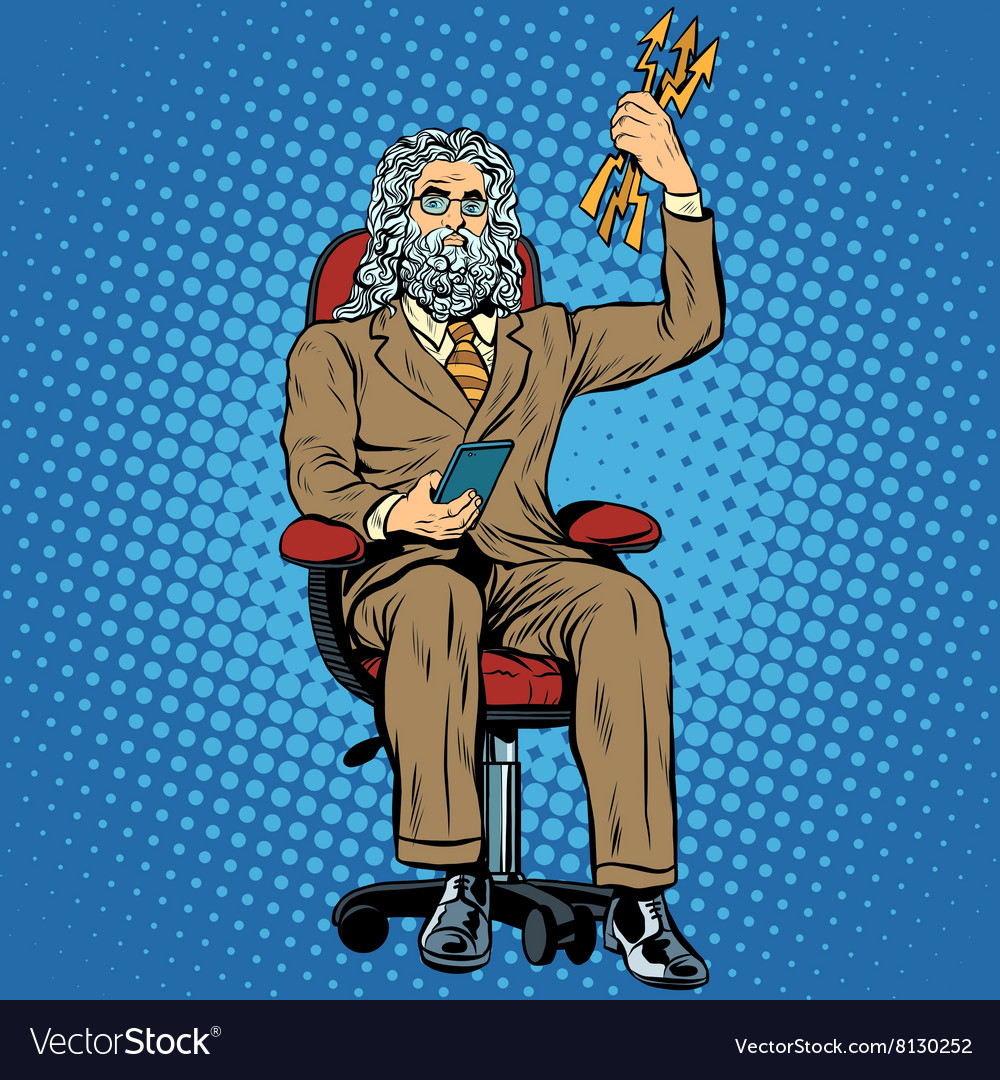 Businessman zeus the thunderer Royalty Free Vector Image