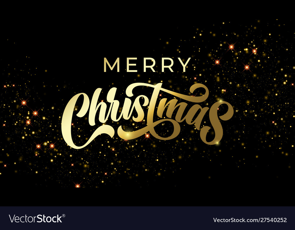 Merry christmas golden stars light sparkles Vector Image