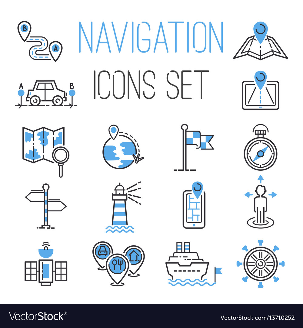 Navigation outline black location pin pictograph vector image Navigation outline black location pin pictograph