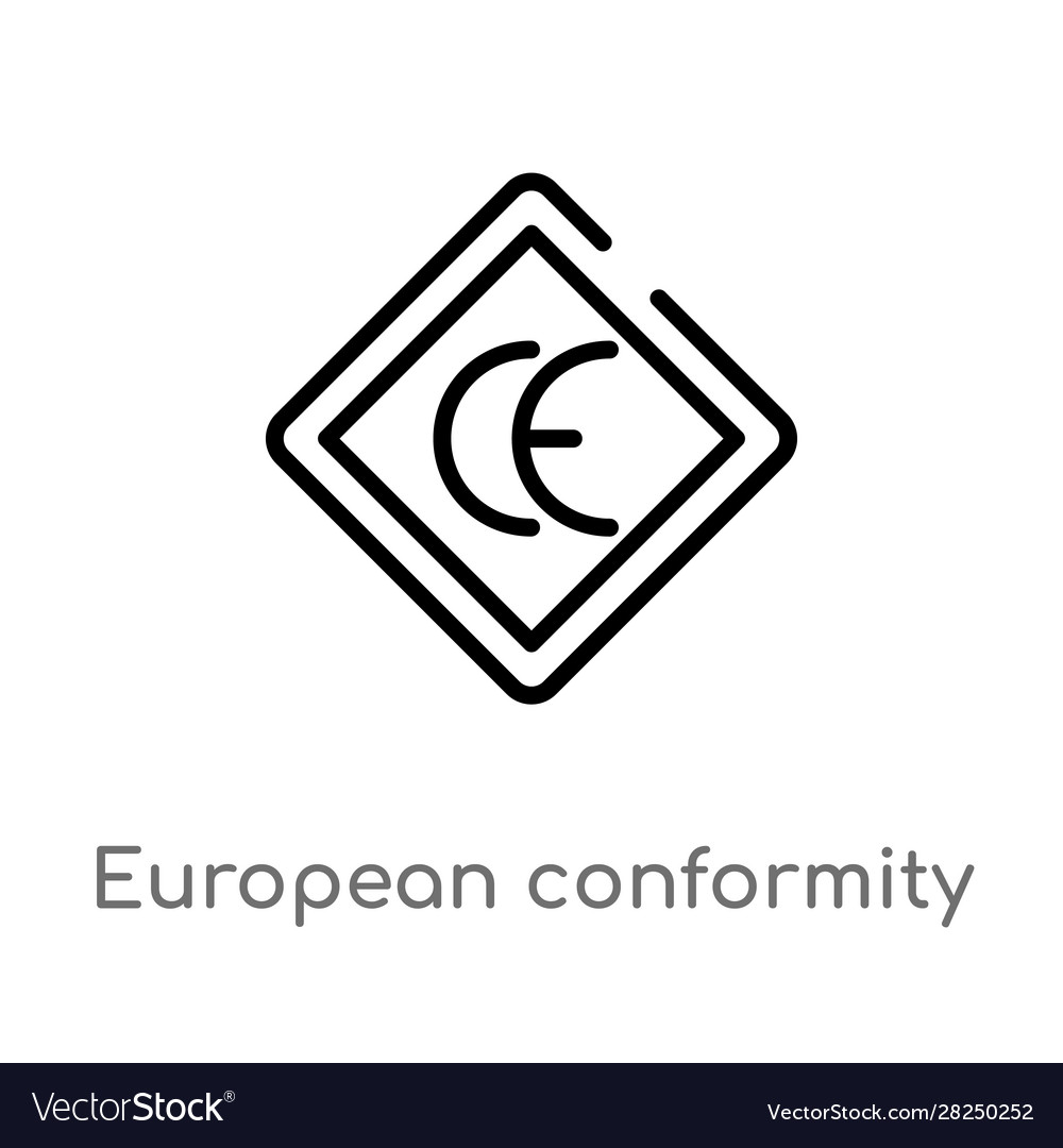 Outline european conformity icon isolated black Vector Image