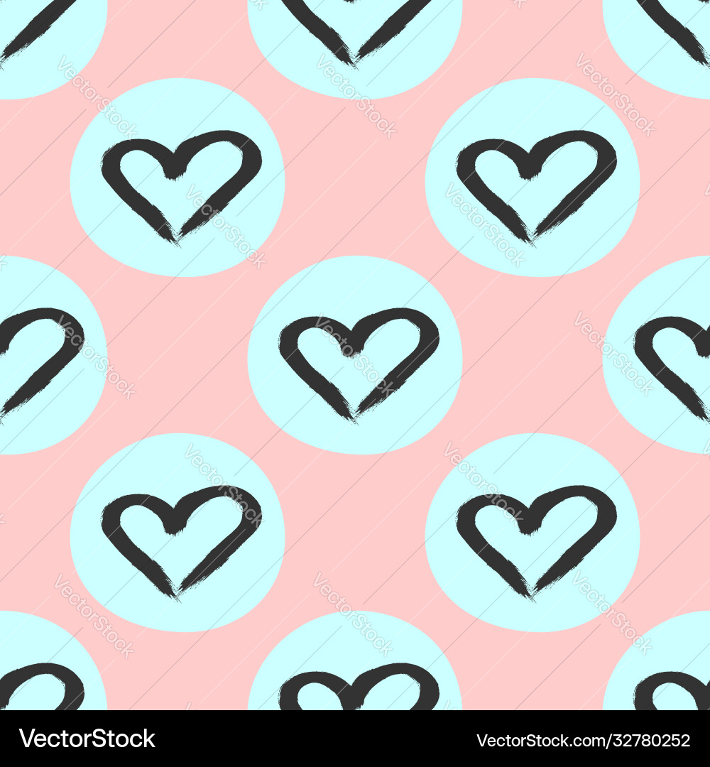 Seamless pattern with hearts drawn hand Royalty Free Vector