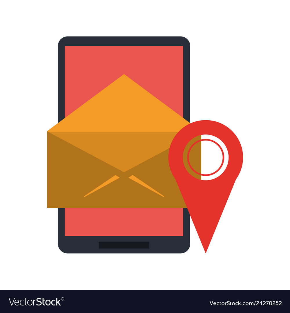 Smartphone email sending and gps location pin Vector Image