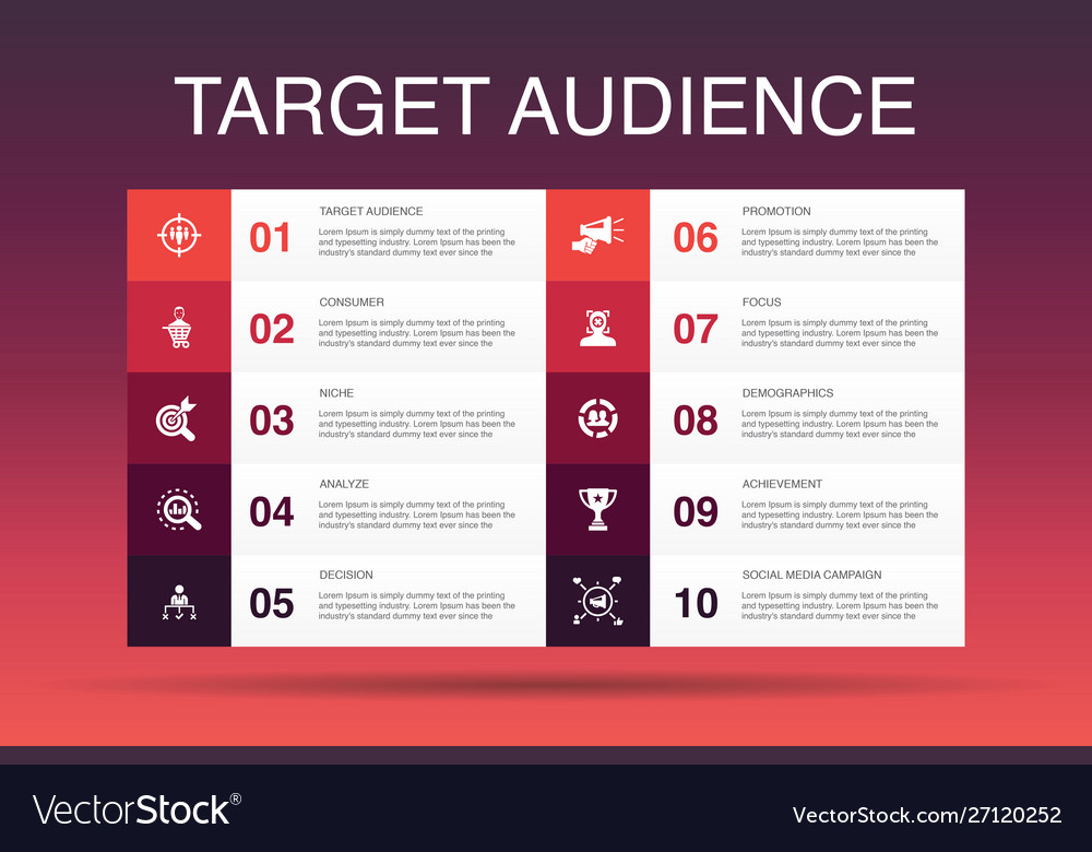 Target audience infographic 10 option template Vector Image