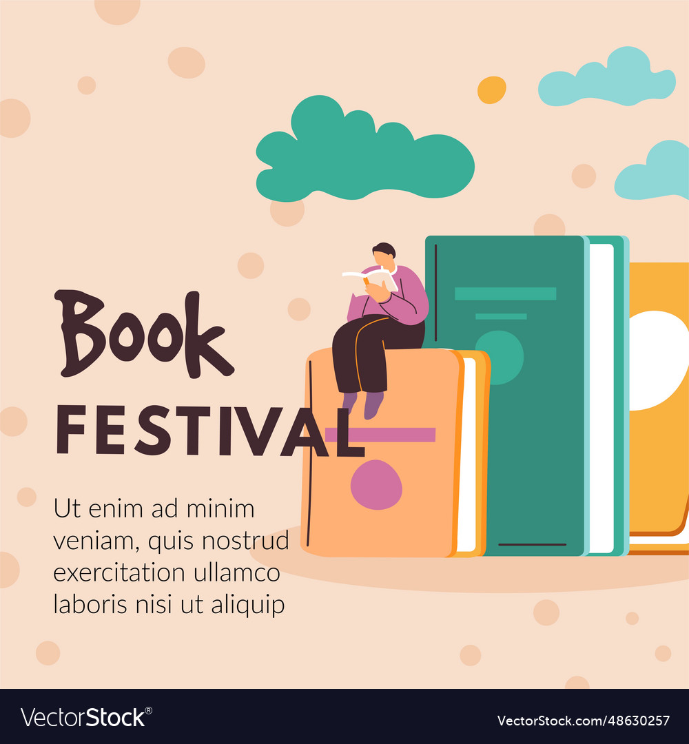 Book Festival Promotional Banner For Bookworms Vector Image