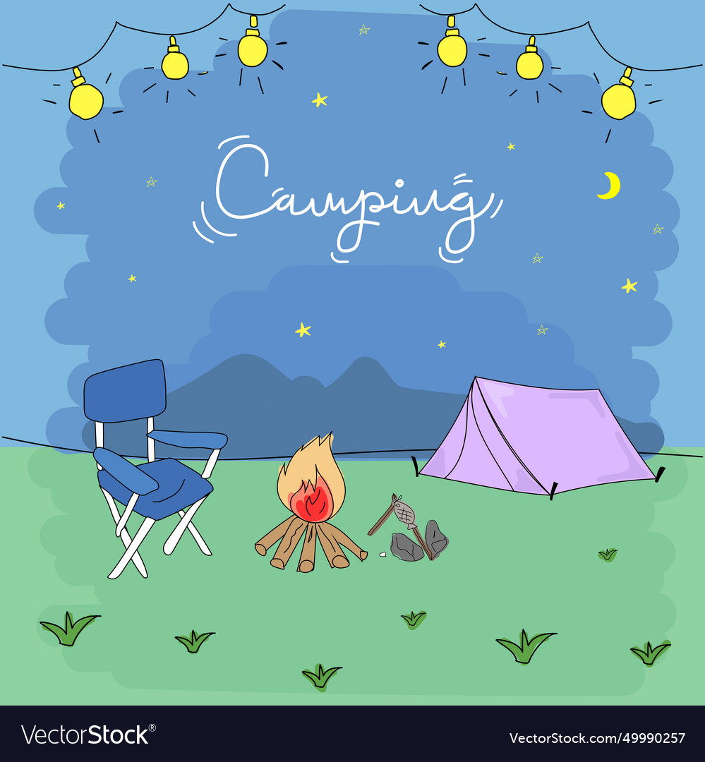 Camping hand drawn doodle