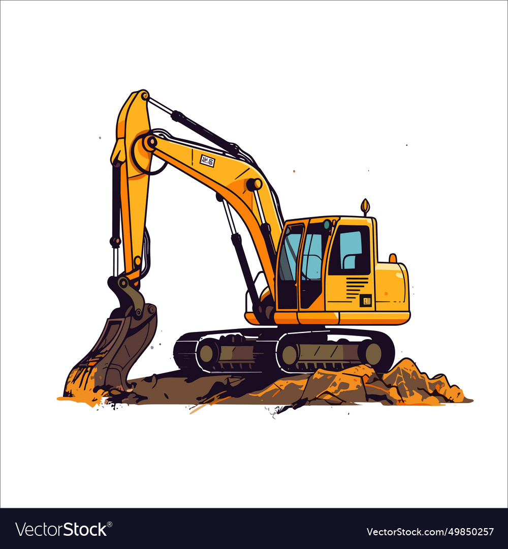 Excavator digging a hole into the ground Vector Image