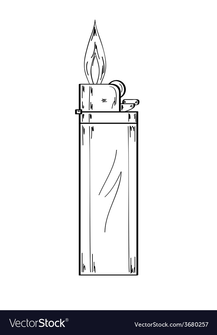 Lighter with flame sketch Royalty Free Vector Image