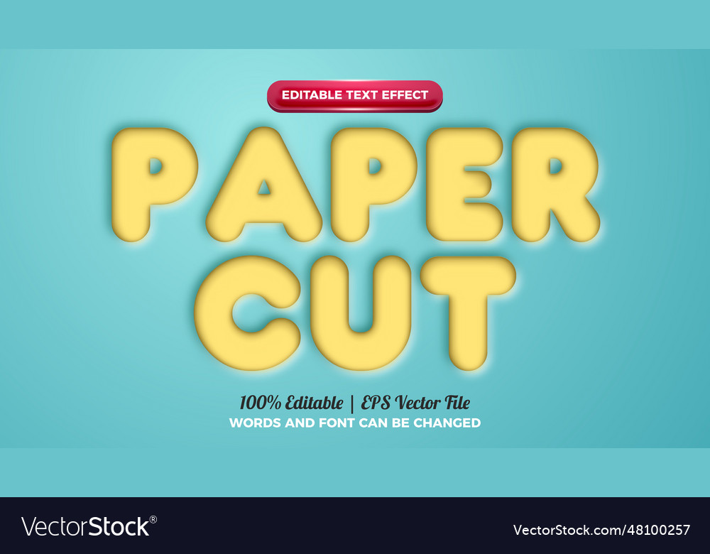 Paper cutout text style effect editable Royalty Free Vector
