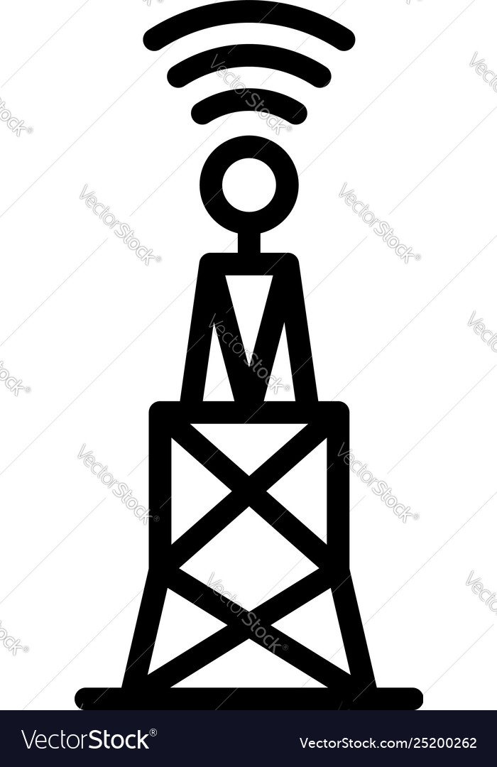 5g antenna in action icon outline style Royalty Free Vector