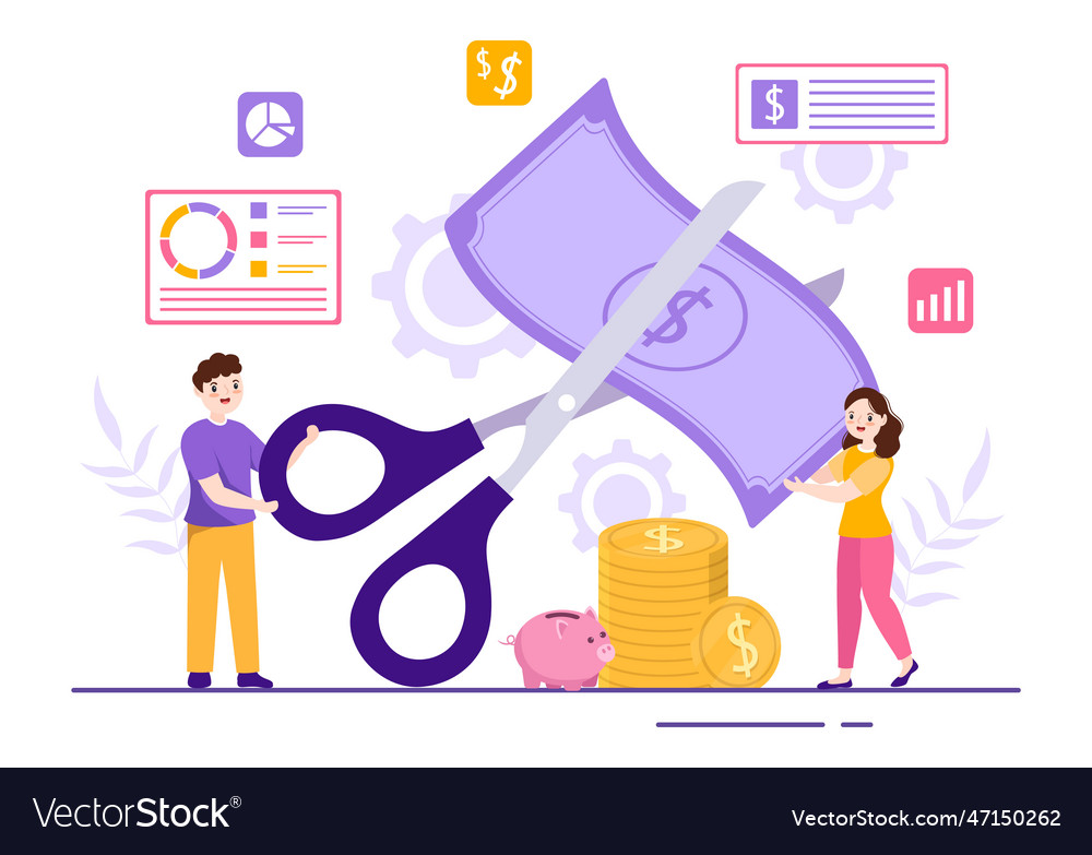 Cost reduction with decrease price minimising Vector Image