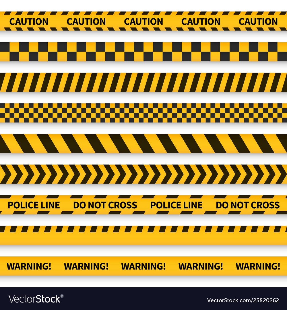 Police tape yellow taped barricade warning danger Vector Image