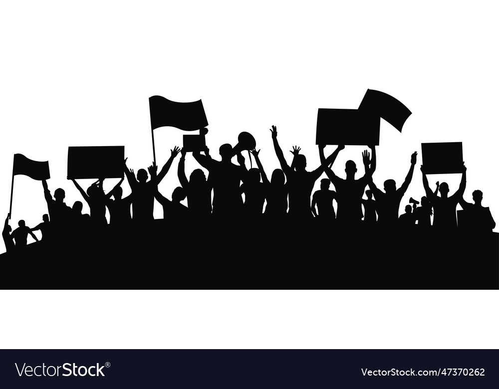 Protesters enraged crowd of people silhouette Vector Image