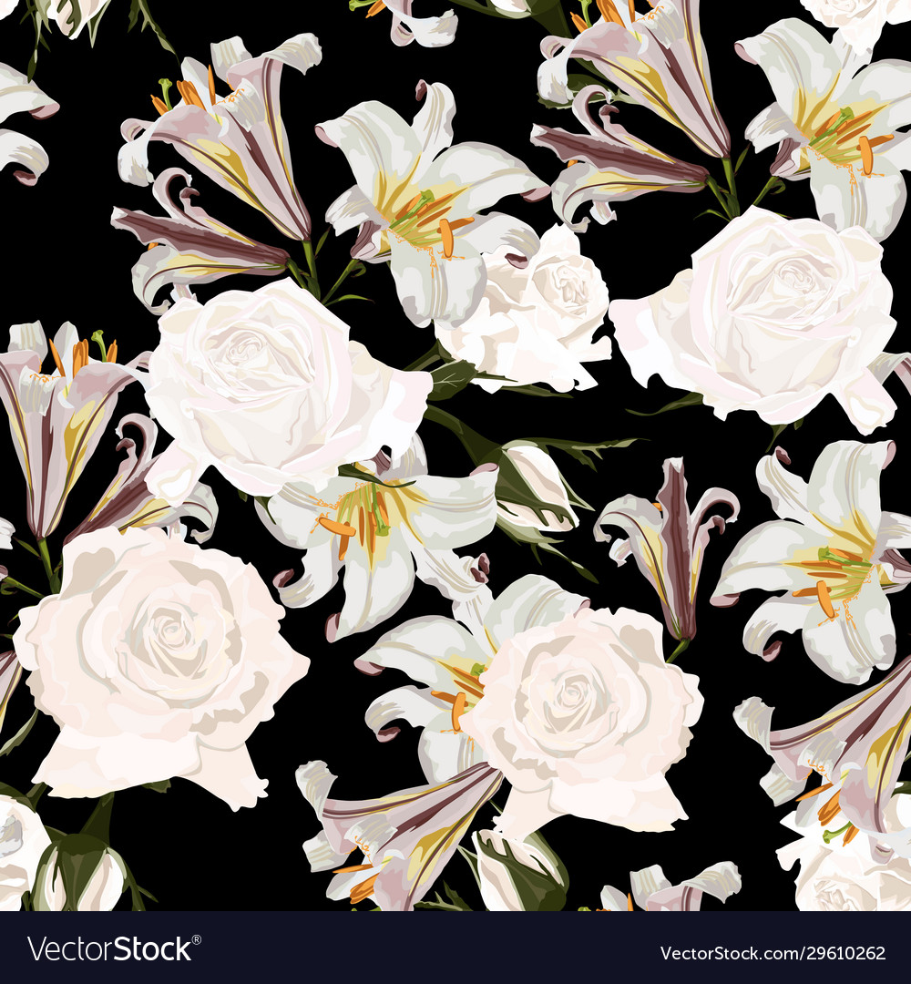 Seamless pattern beautiful fabric blooming realis vector image Seamless pattern beautiful fabric blooming realis