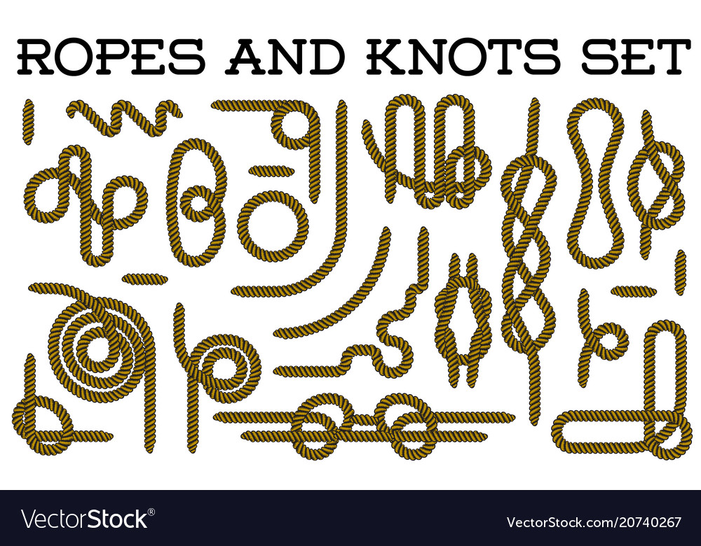 Big Set Of Nautical Rope Knots Decorative Vintage Vector Image