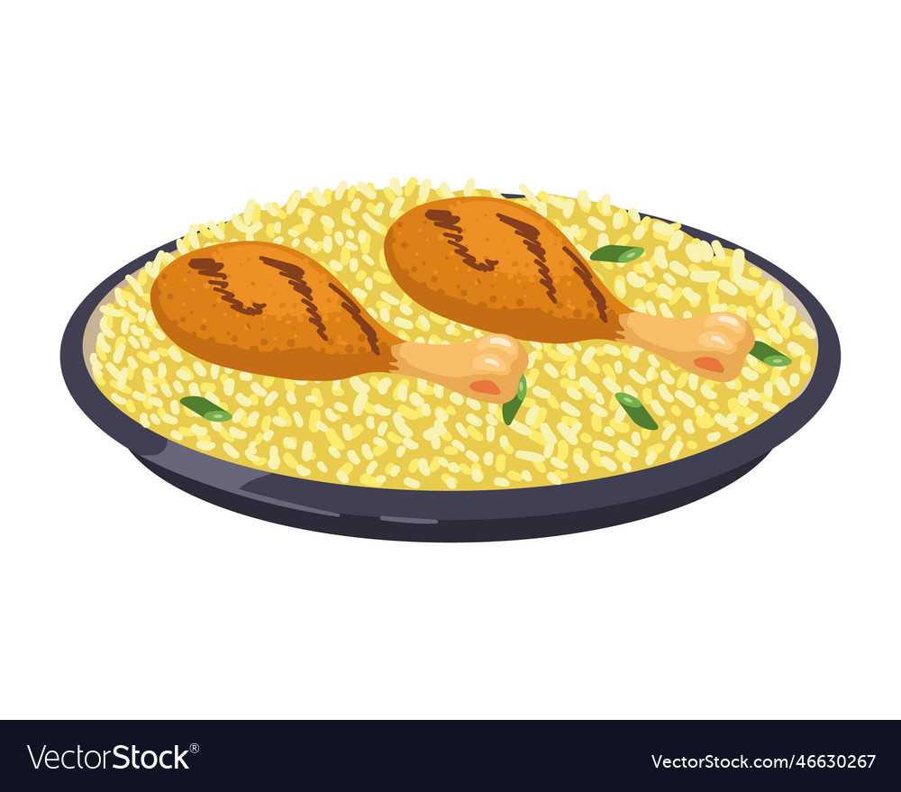 Chicken biryani muslim food Royalty Free Vector Image