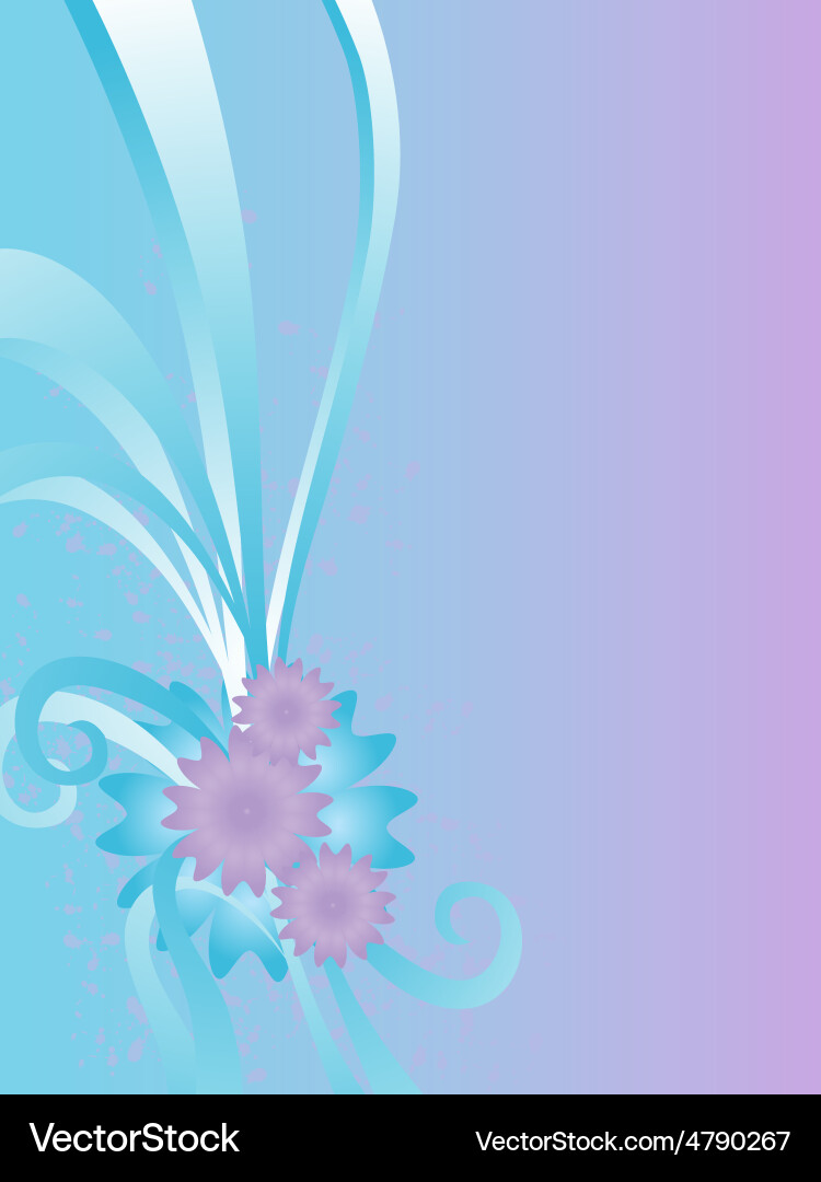Flowers and ribbons on blue Royalty Free Vector Image